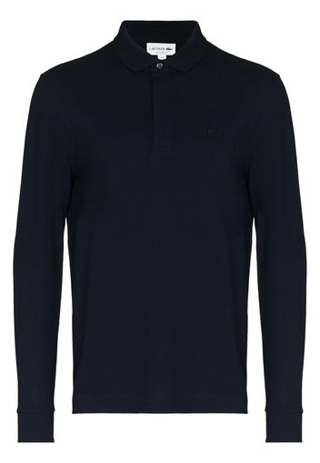 Lacoste logo-embroidered long-sleeve polo shirt - Blau