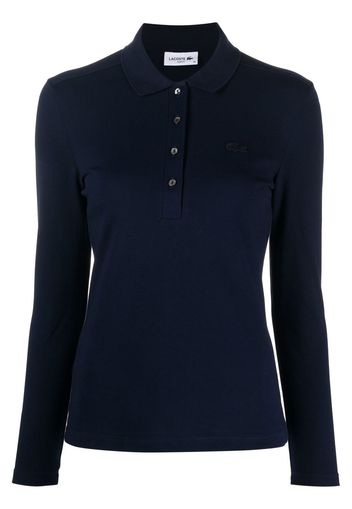 Lacoste logo-patch long-sleeve polo shirt - Blau