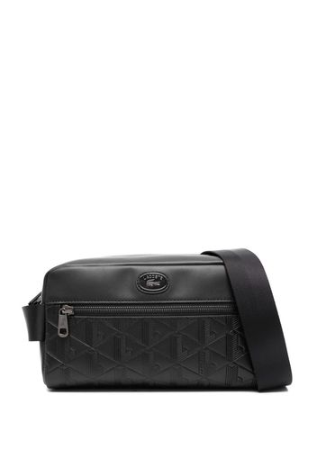 Lacoste monogram-debossed leather crossbody bag - Schwarz