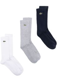 Lacoste logo-embroidered ribbed-knit socks (set of three) - Weiß