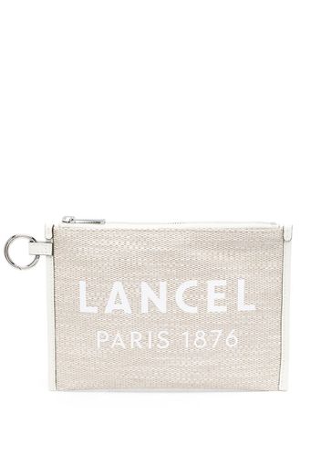 Lancel logo-print clutch bag - Nude