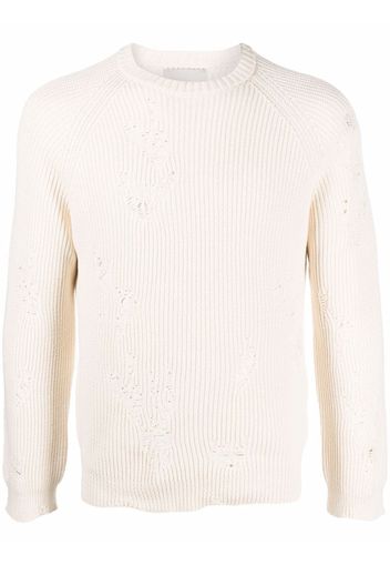 Laneus ripped ribbed-knit jumper - Nude