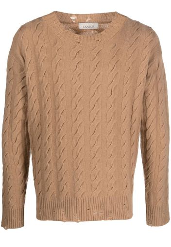 Laneus cable-knit crew neck sweater - Nude