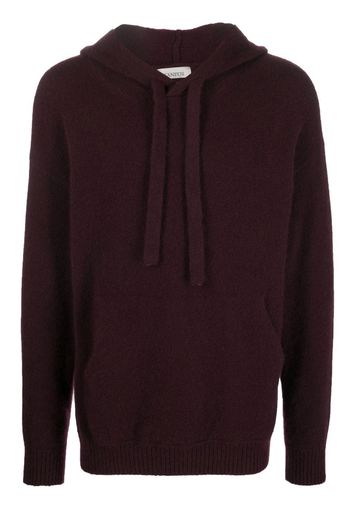 Laneus drawstring cashmere knitted hoodie - Rot