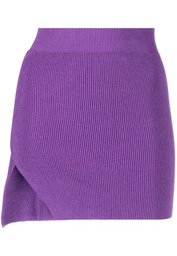 Laneus asymmetric cotton-blend ribbed-knit miniskirt - Violett