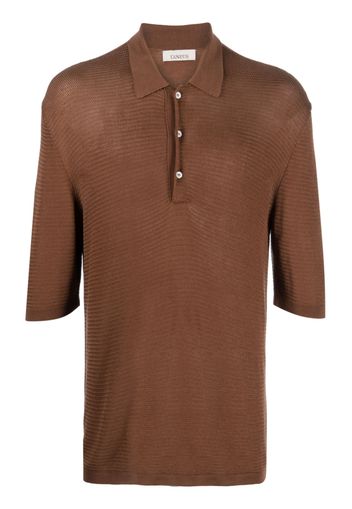 Laneus half-sleeve knitted polo shirt - Braun