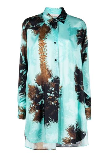 Laneus oversized palm tree-print shirt - Blau