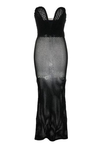 Laneus open-knit mesh maxi dress - Schwarz