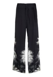 Laneus palm tree print satin finish pants - Blau