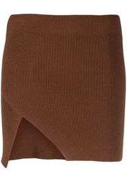 Laneus ribbed-knit asymmetric miniskirt - Braun