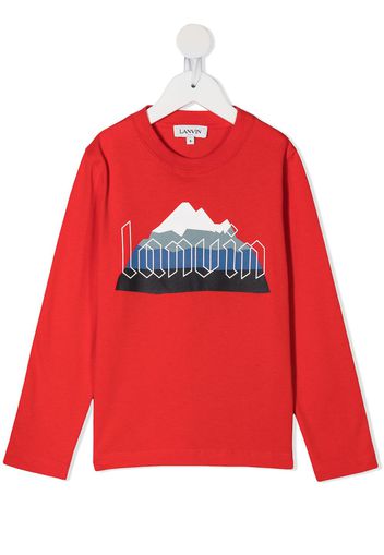 LANVIN Enfant T-Shirt mit Berg-Print - Rot