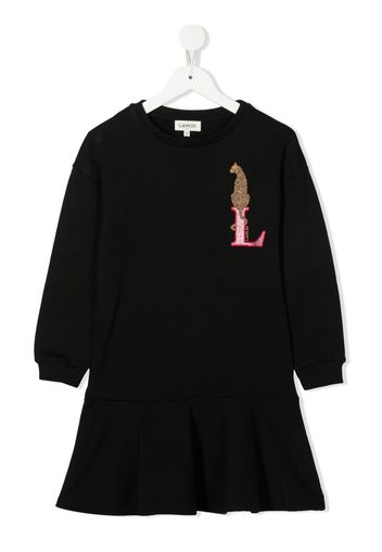 LANVIN Enfant embroidered-logo sweatshirt dress - Schwarz