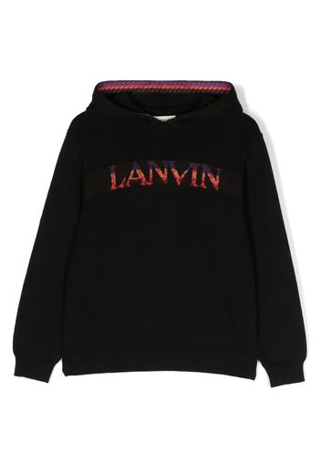 Lanvin Enfant Hoodie mit Logo-Stickerei - Schwarz