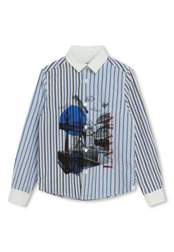 Lanvin Enfant Gestreiftes Hemd - Blau