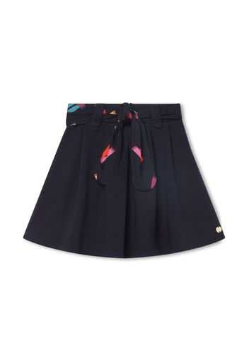 Lanvin Enfant logo-print cotton flared skirt - Blau