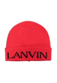 LANVIN Enfant logo-knit beanie hat - Rot