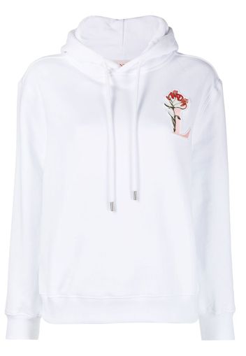 Lanvin logo-embroidered drawstring hoodie - Weiß