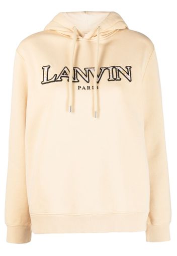 Lanvin logo-embroidered cotton hoodie - Nude