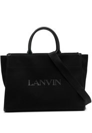 Lanvin logo-print leather tote bag - Schwarz