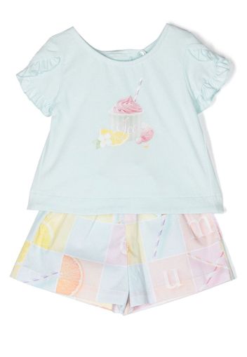 Lapin House Set aus Oberteil und Shorts mit Print - Blau