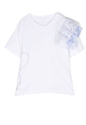 Lapin House T-Shirt mit bestickten Ärmeln - Weiß