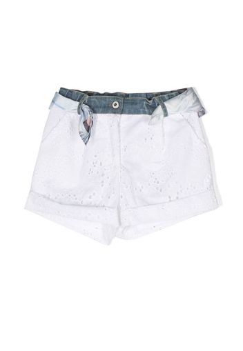 Lapin House Bestickte Shorts mit Gürtel - Weiß