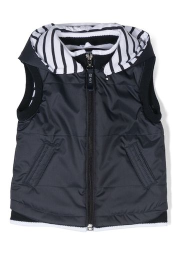 Lapin House stripe-trim detail hooded vest - Blau