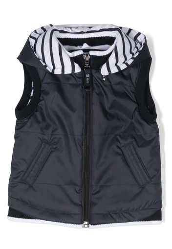 Lapin House stripe-trim detail hooded vest - Blau