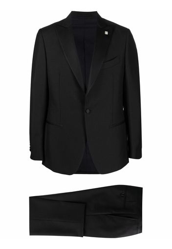 Lardini logo-lapel single-breasted suit - Schwarz