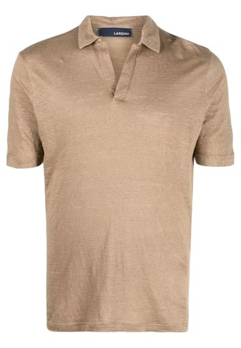 Lardini logo-tag split-neck polo shirt - Braun