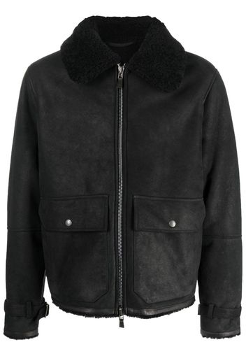 Lardini Lederjacke mit Shearling-Detail - Schwarz