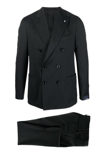 Lardini double-breasted wool suit - Schwarz