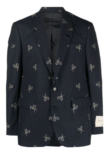 Lardini graphic-print single-breasted blazer - Blau