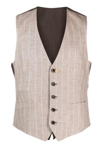 Lardini pinstripe-pattern single-breasted vest - Braun