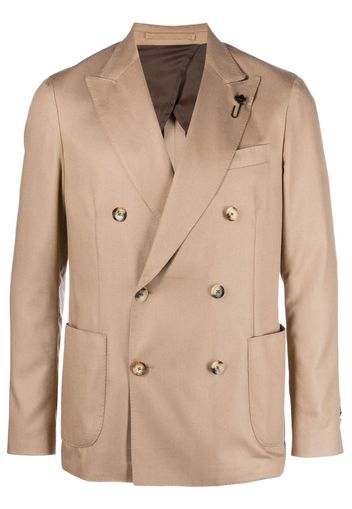 Lardini double-breasted satin-finish blazer - Nude