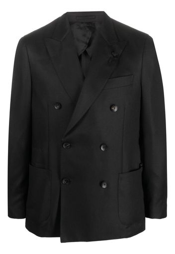 Lardini double-breasted satin-finish blazer - Schwarz