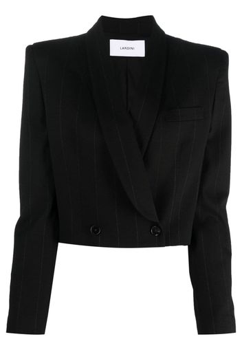 Lardini double-breasted velour cropped blazer - Schwarz