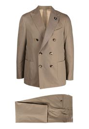 Lardini double-breasted cotton suit - Nude