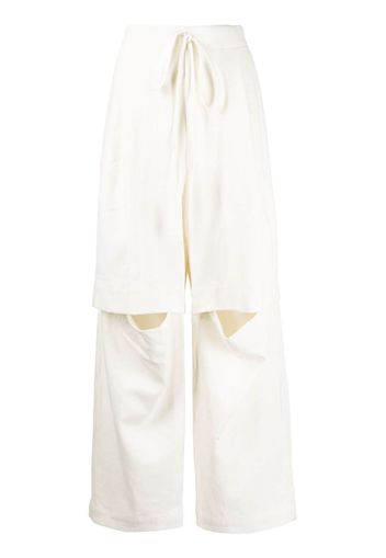 Lauren Manoogian textured split linen-cotton track pants - Weiß