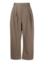 Lauren Manoogian wide-leg box-pleat cotton trousers - Grün