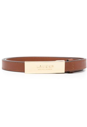 Lauren Ralph Lauren logo-engraved buckle leather belt - Braun