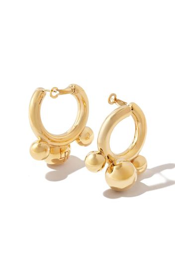 Lauren Rubinski 14kt yellow gold 3-Ball hoop earrings