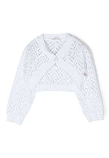 Le Bebé Enfant perforated tricot knit cardigan - Weiß