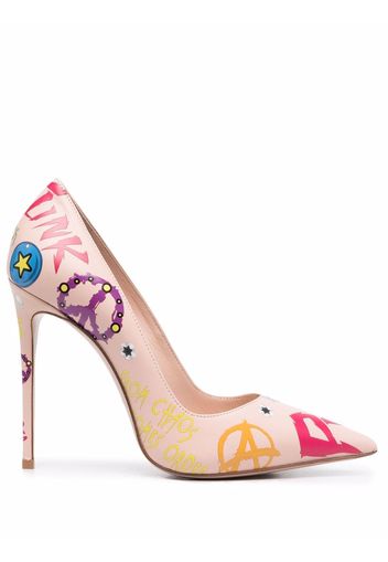 Le Silla slogan-print stiletto pumps - Rosa