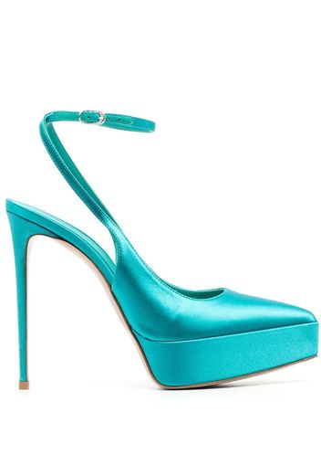 Le Silla Uma 130mm satin-trim platform pumps - Blau