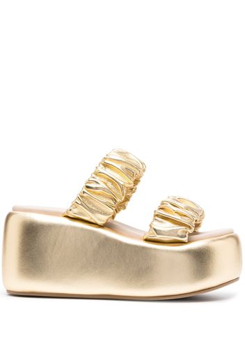 Le Silla Aiko ruched metallic mules - Gold