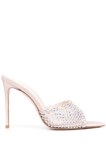 Le Silla Gilda 100mm crystal-embellished mules - Nude