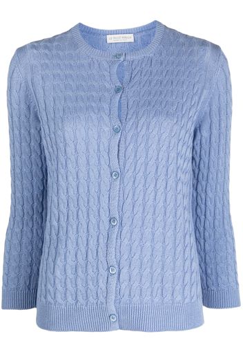 Le Tricot Perugia long-sleeve cable-knit cardigan - Blau