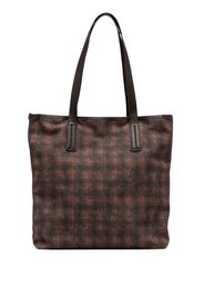 Leathersmith of London tartan-check print tote bag - Braun