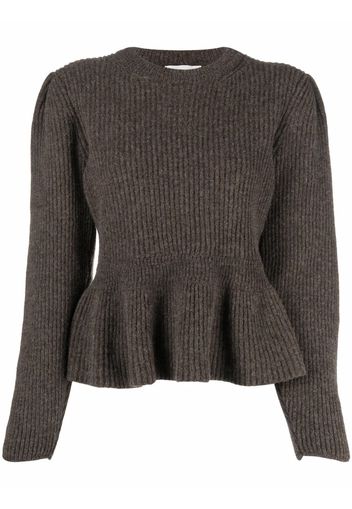 Lemaire ribbed-knit peplum-hem jumper - Braun